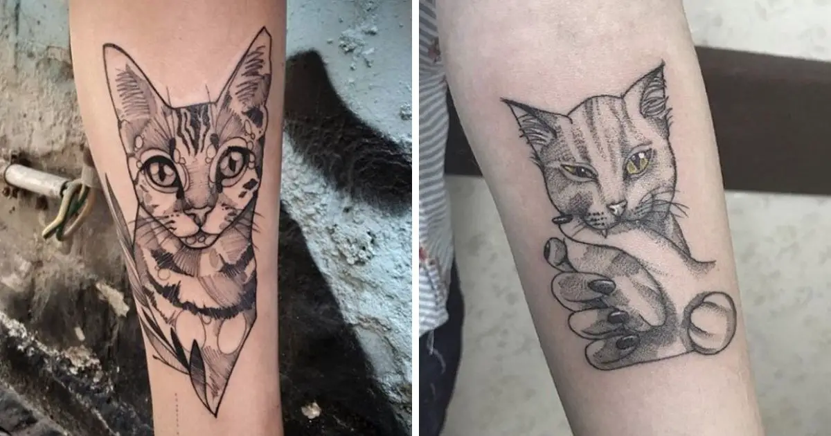 27 Best Black and White Cat Tattoo Designs - The Paws