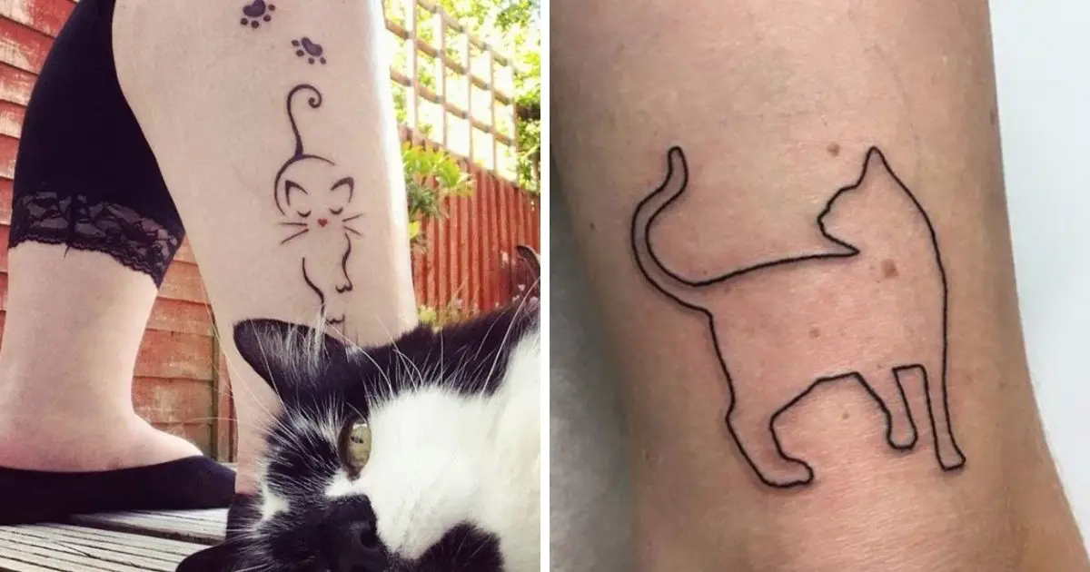 25 Best Cat Outline Tattoo Designs - The Paws