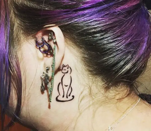 18 Best Cat Tattoos Behind Ear The Paws